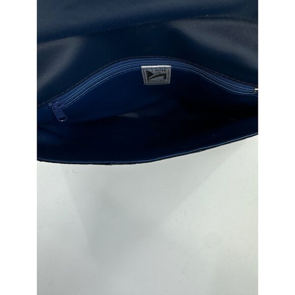 Vintage J. Renee Novae Black/Blue Python Embossed Leather Clutch - Picture 5 of 11